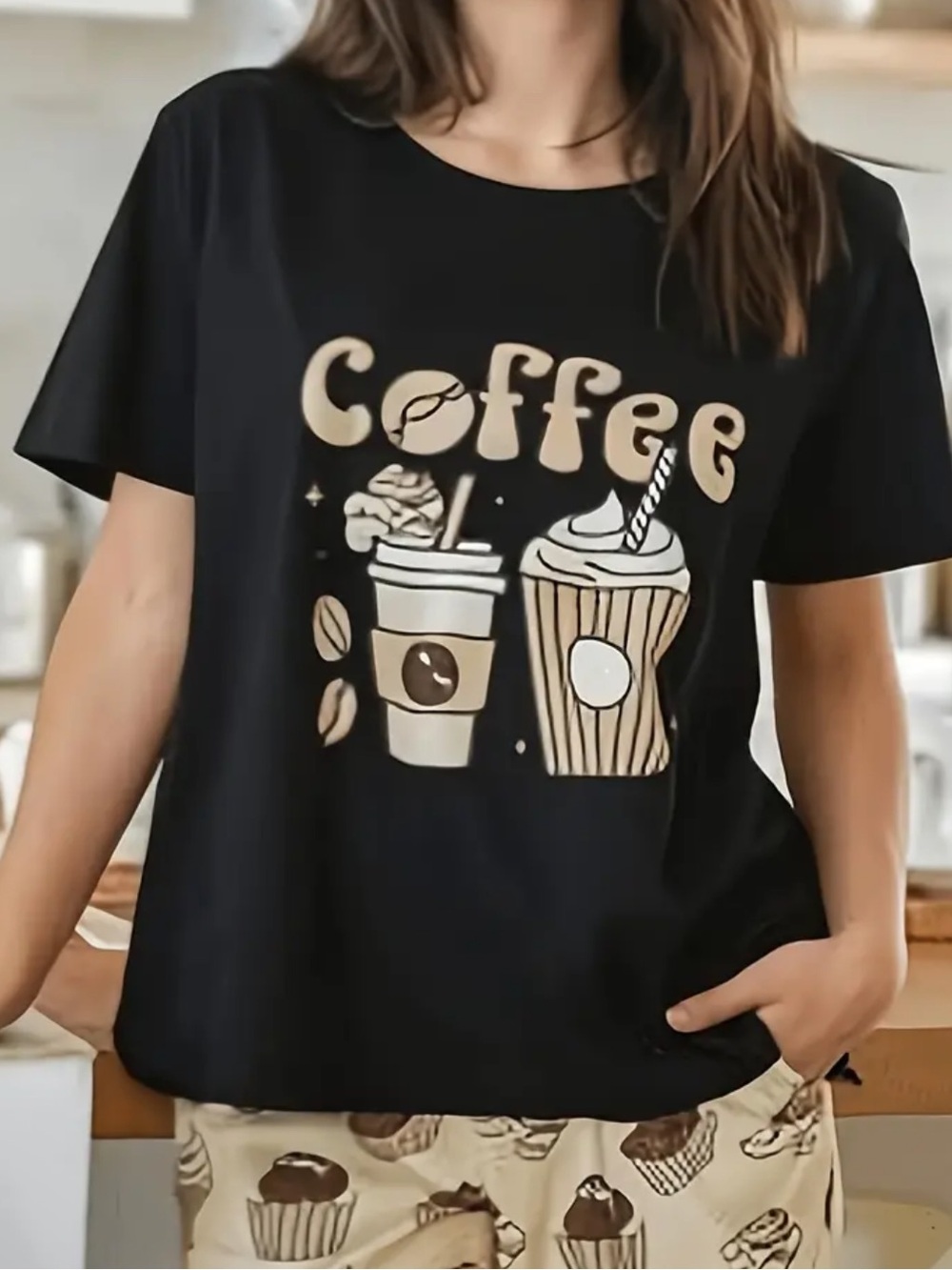 Coffee Lover frappe Coffee Black T Shirt Size XL Coffee Graphic Black Tee